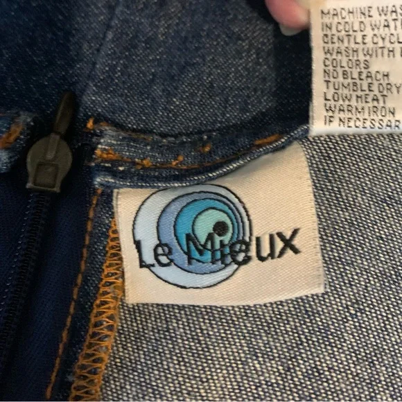 Le Mieux Dress Women 6 Blue Shift Denim Sweetheart Frayed Cotton Preppy no tags - Picture 5 of 13